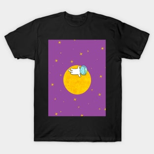 Peaceful Cat Resting In Space T-Shirt